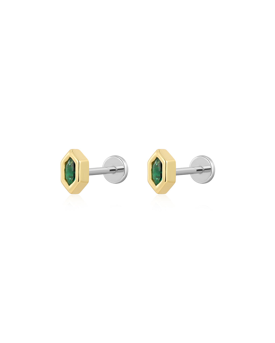 Geo Stone Bezel Studs in Gold - Earrings