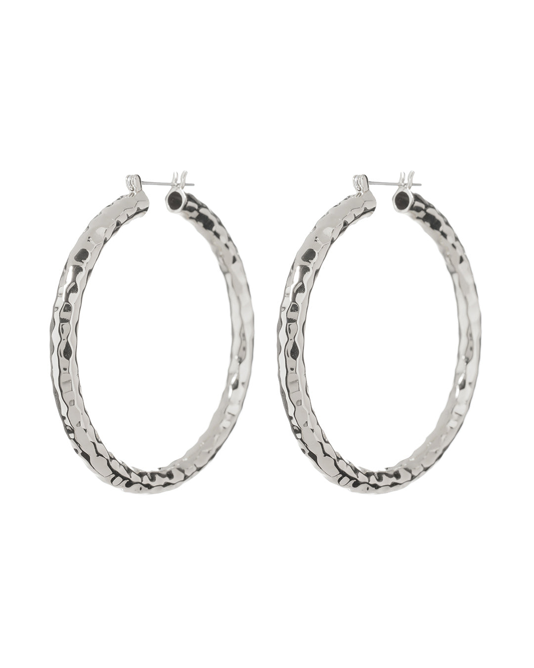Hammered Amalfi Hoops - Silver
