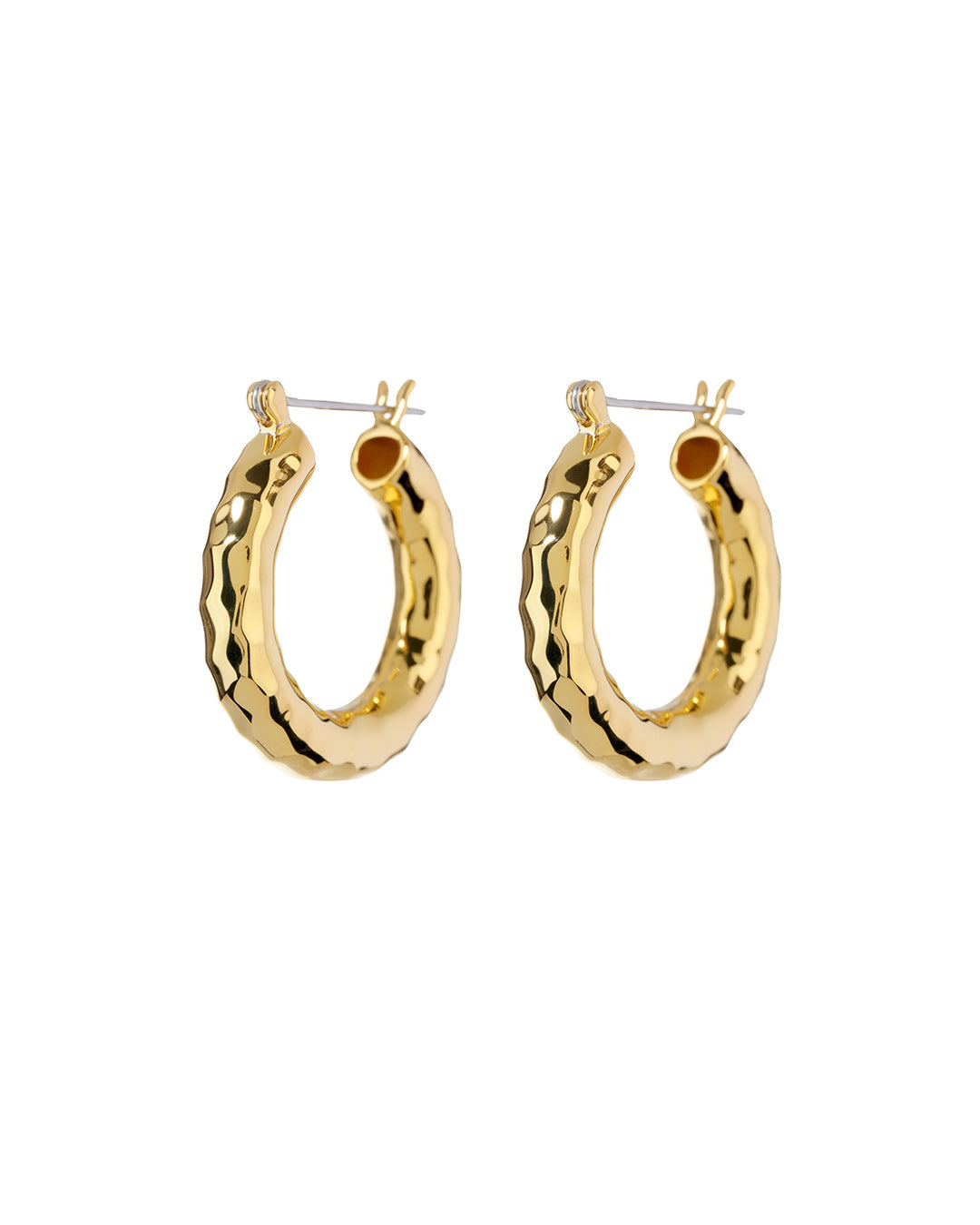Hammered Baby Amalfi Hoops - Gold