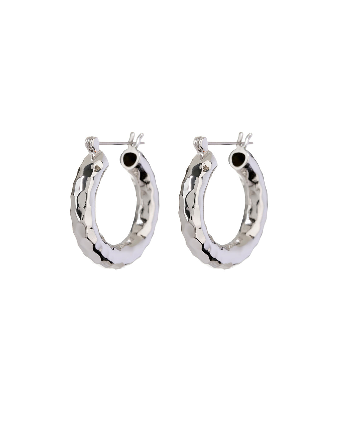 Hammered Baby Amalfi Hoops - Silver
