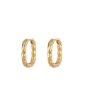 Hammered Chain Link Huggies - Gold
