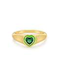 Heart Signet Ring - Green - Gold