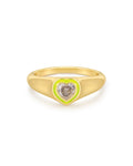 Heart Signet Ring- Neon Yellow - Gold in 7