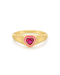 Heart Signet Ring- Hot Pink - Gold