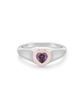 Heart Signet Ring - Pink - Silver