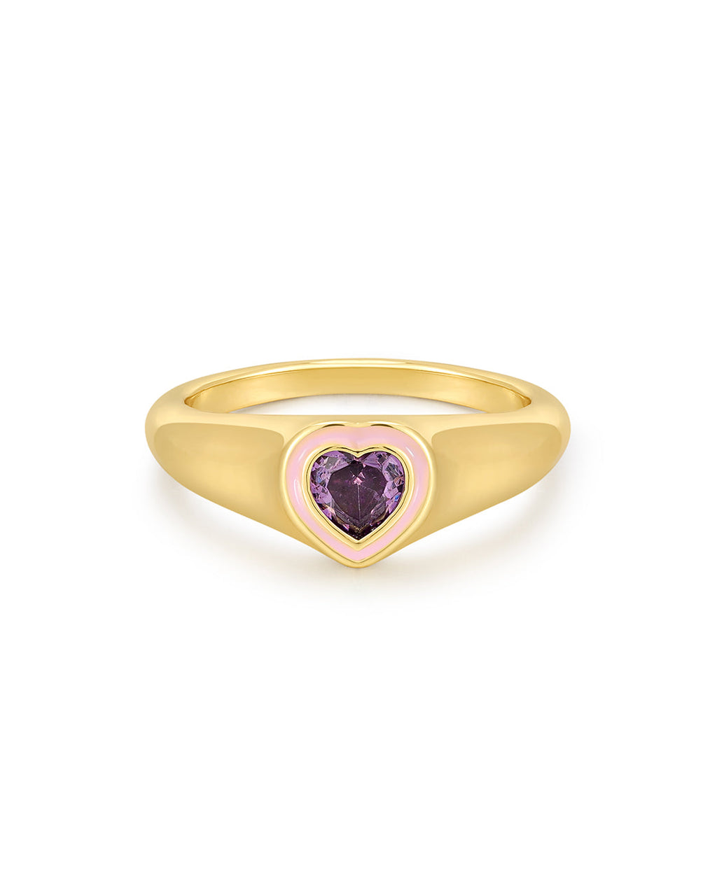 Heart Signet Ring - Pink - Gold in 7