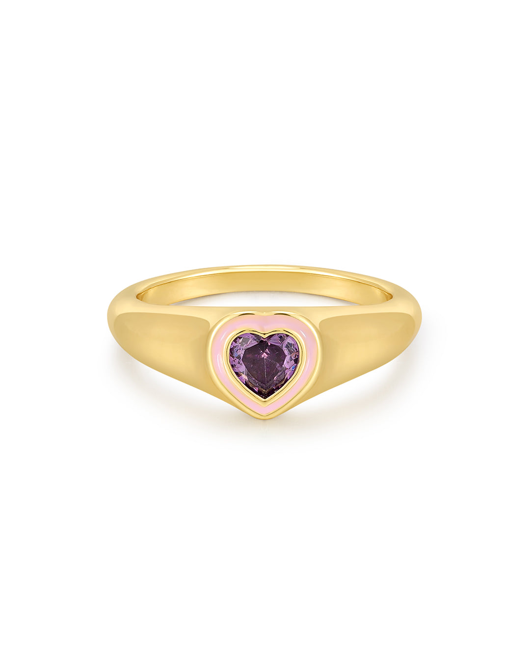 Heart Signet Ring - Pink - Gold in 7