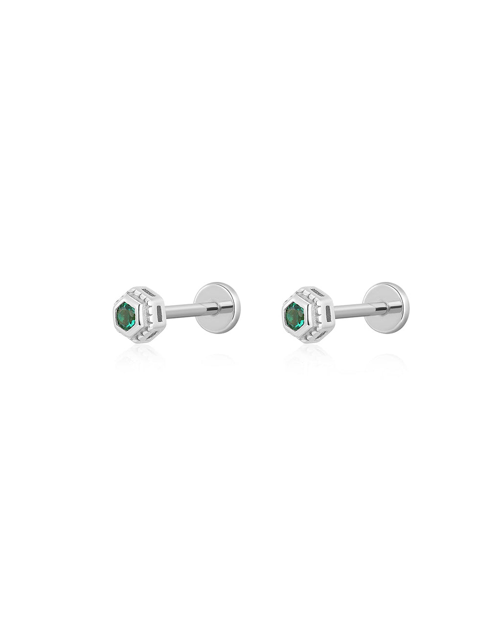 Hex Bolt Studs in Silver - Earrings — alternate view