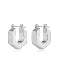 Hex Bolt Huggies - Silver - Earrings