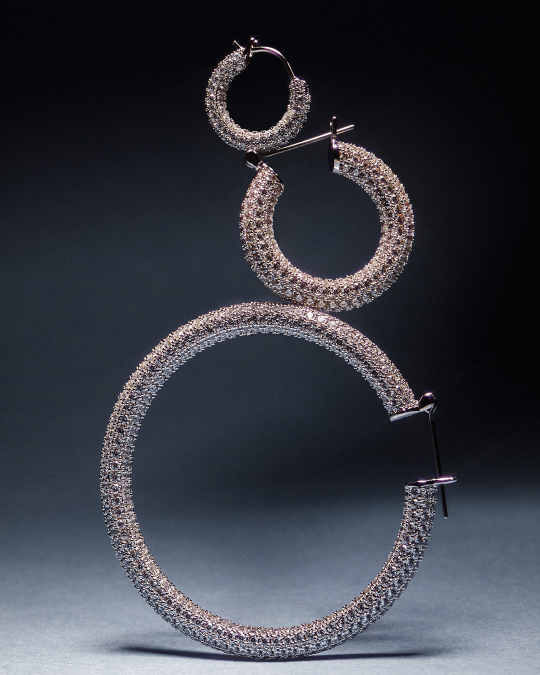 Pave Amalfi Hoops- Silver — another angle