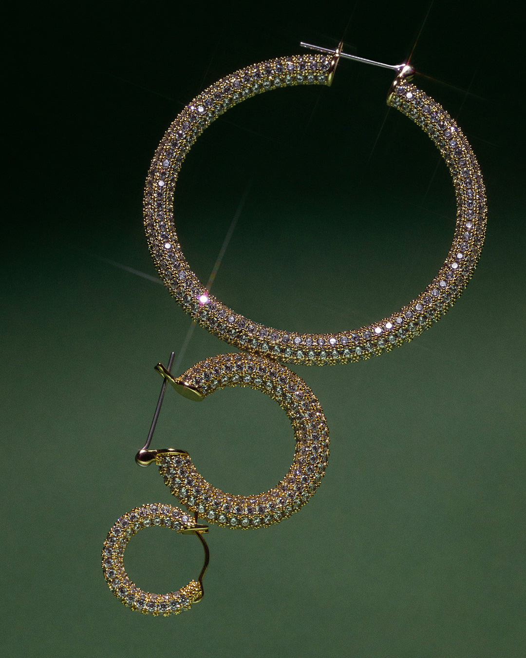 Pave Baby Amalfi Hoops- Gold — alternate angle