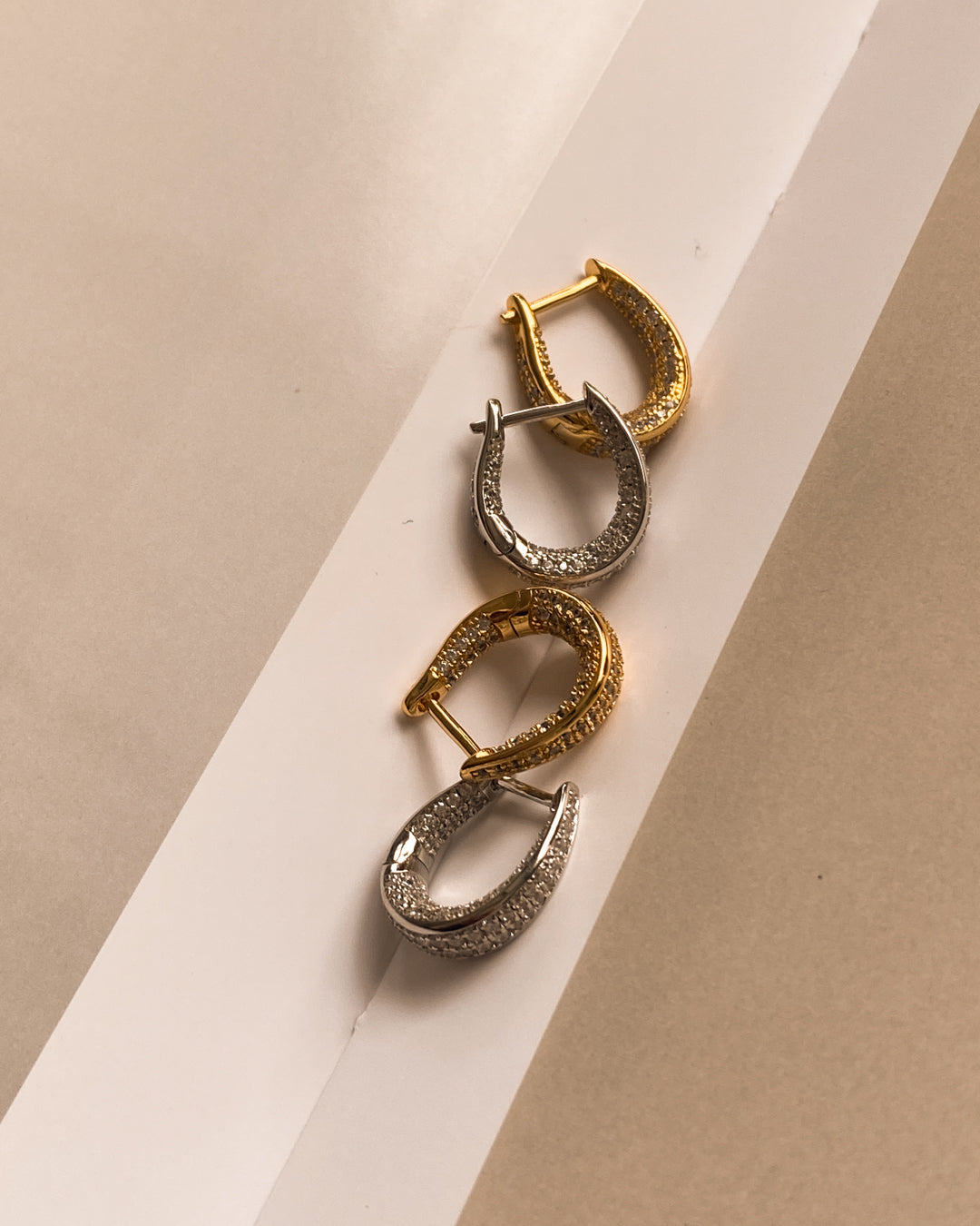 Pavé Cuvee Hoops - Silver — another angle