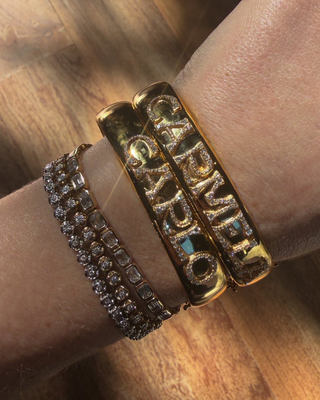Pavé Initial Bangle — alternate angle