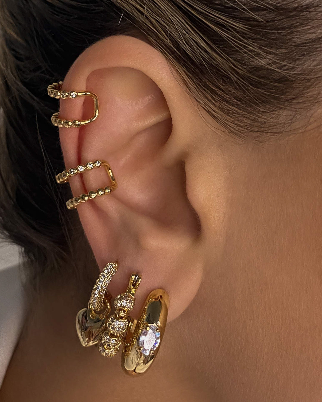 Stone Orb Hoops - Gold — alternate view 2