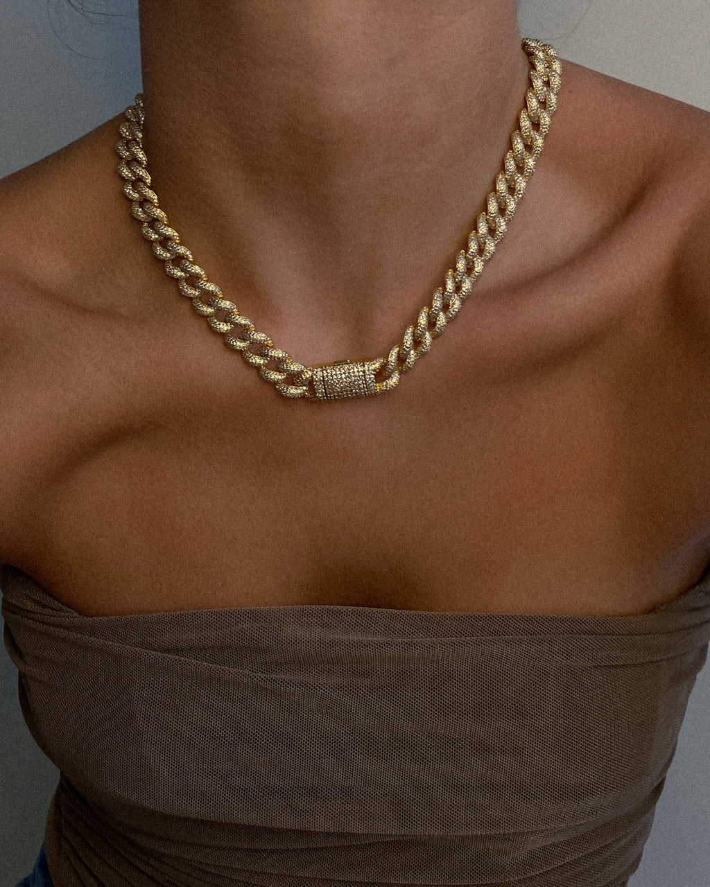Pavé Cuban Link Necklace - Silver — alternate view 2