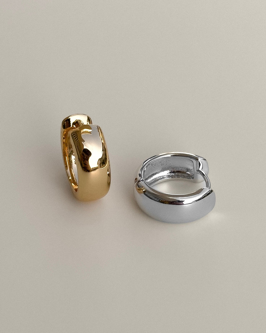 Monaco Huggies - Silver - Earrings — another angle