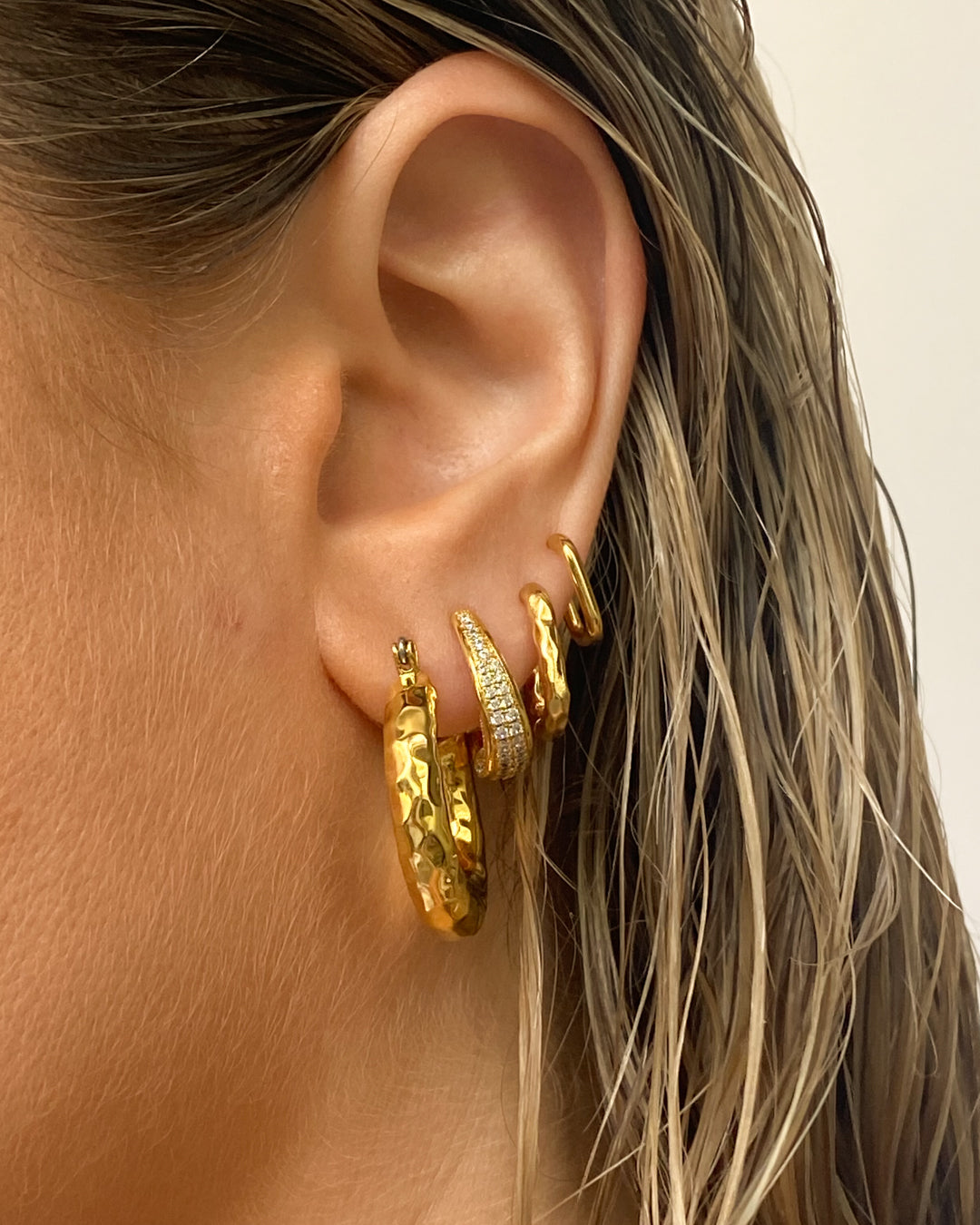 Pave Cuvee Hoops- Gold — alternate view