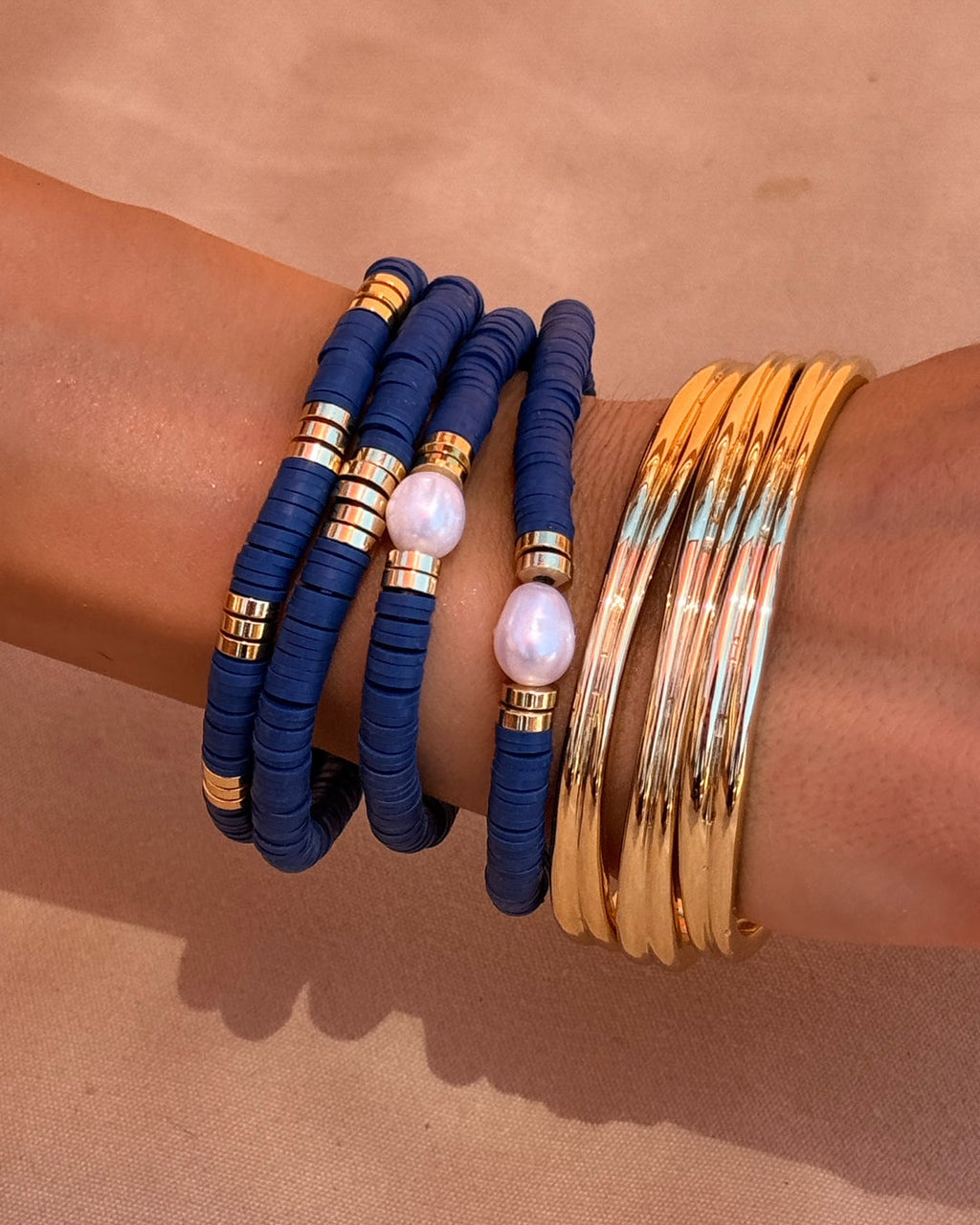 Seville Pearl Bracelet Set- Navy — alternate angle
