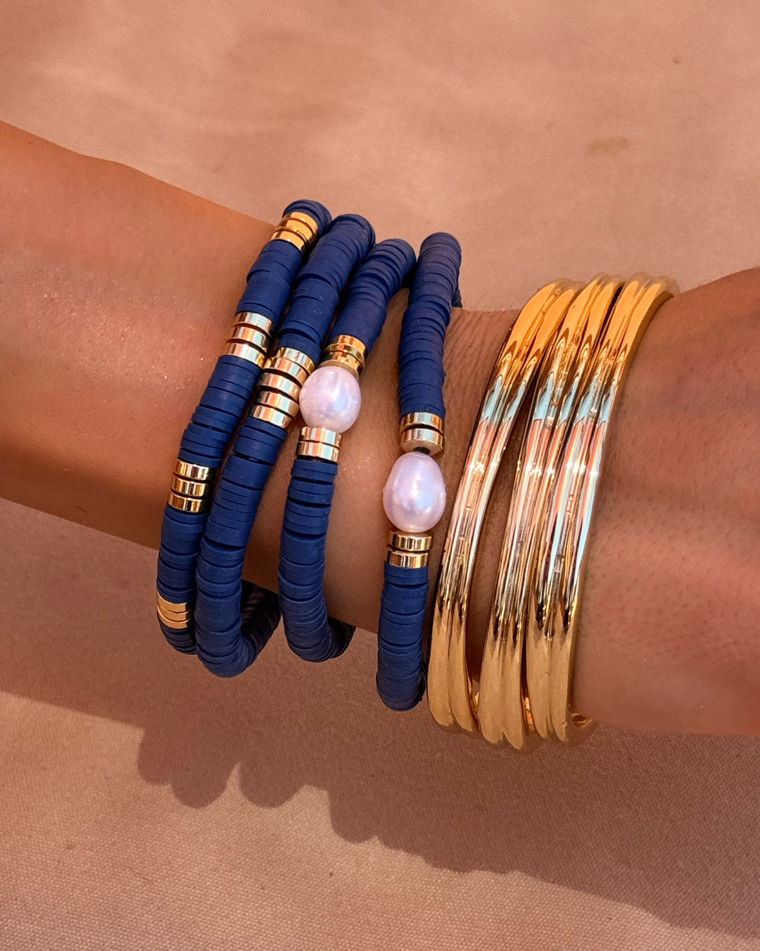 Seville Pearl Bracelet Set- Navy — alternate angle