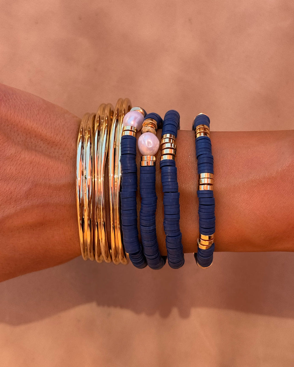 Seville Pearl Bracelet Set- Navy — alternate view