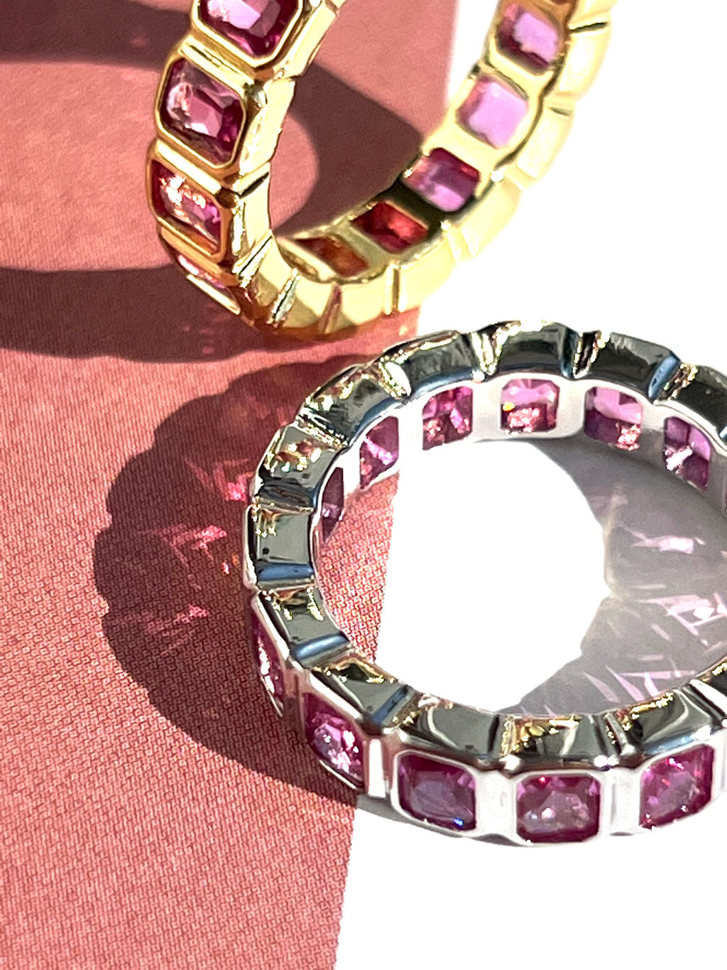 Bezel Emerald Ballier Ring - Pink - Silver — alternate view