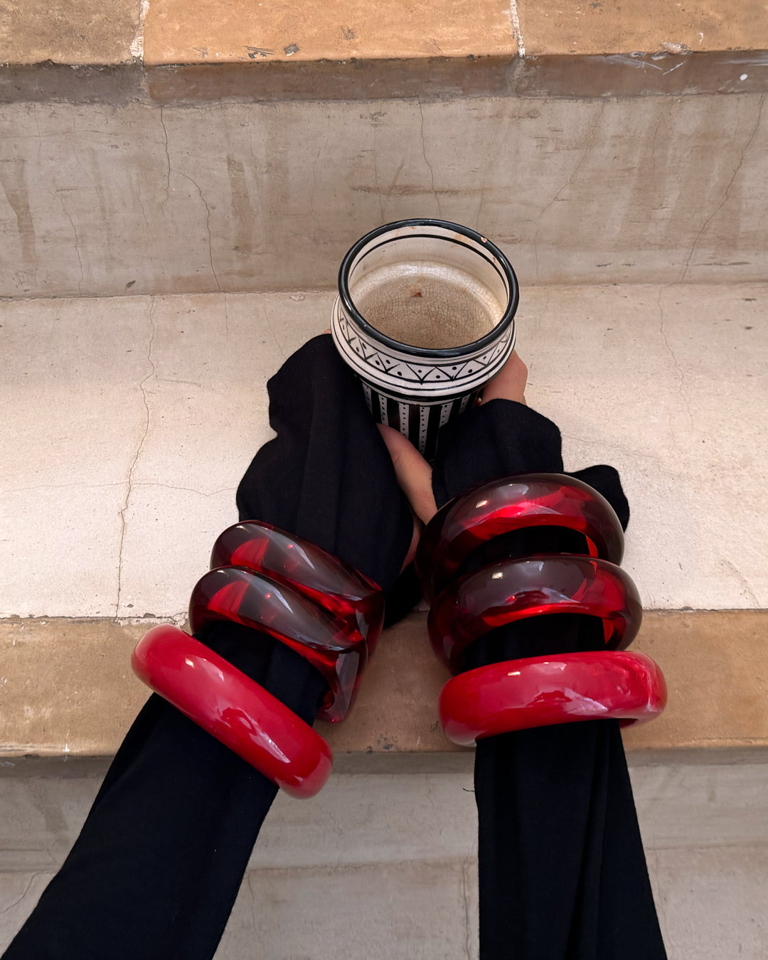 Formentera Bangle Set - Red — alternate view