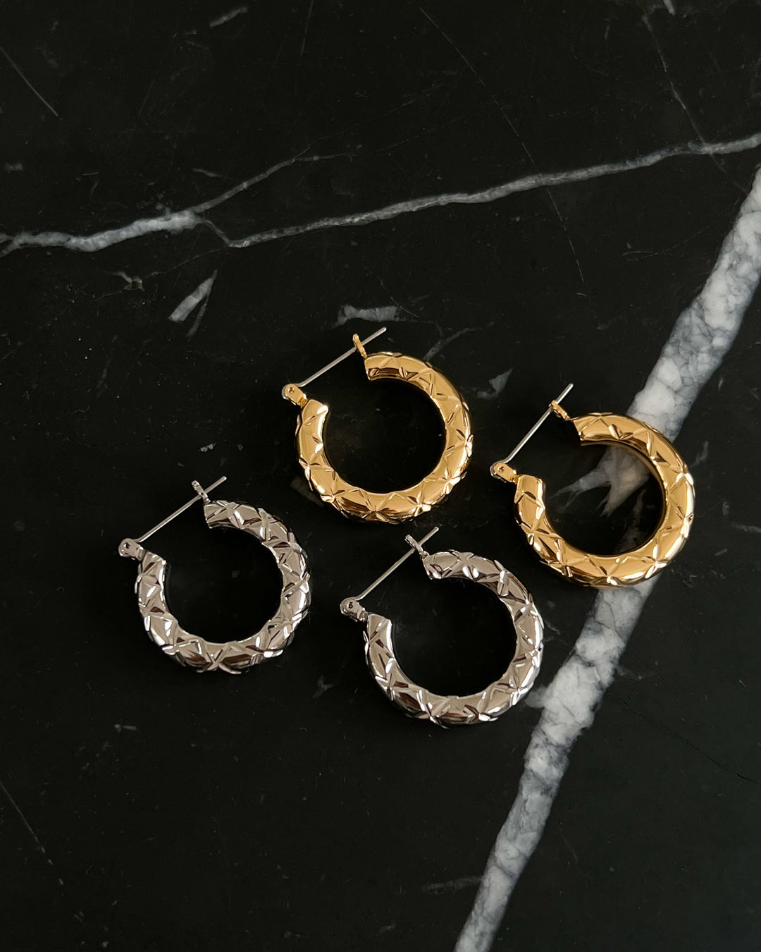 Quilted Baby Amalfi Hoops - Silver — detail view