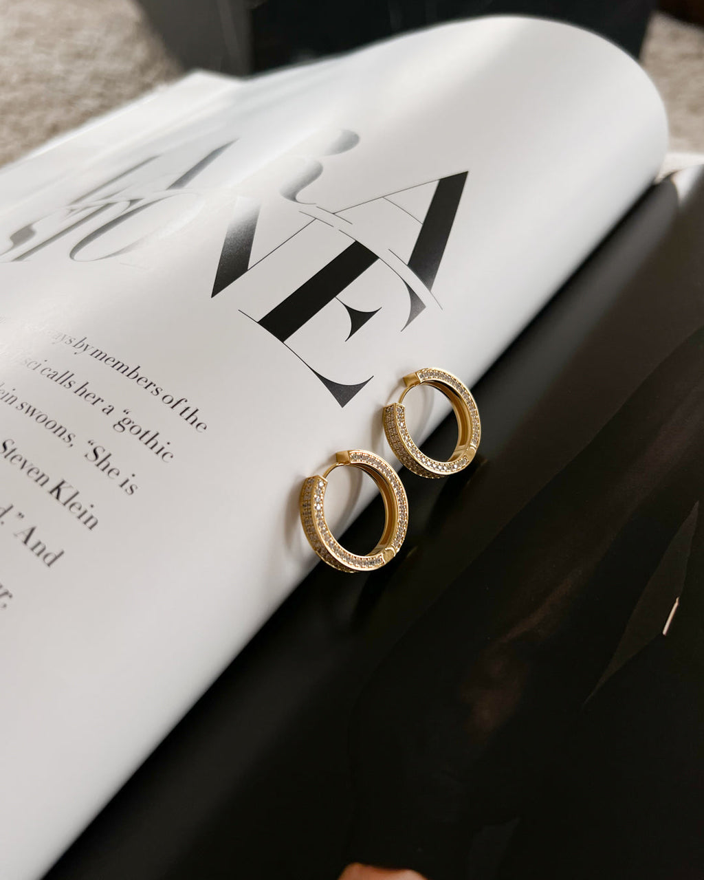 Pavé Coco Hinge Hoops - Gold — alternate view 2