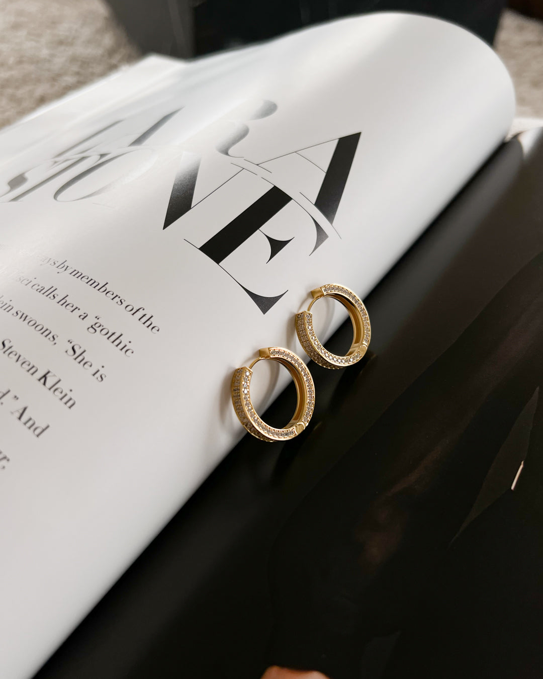 Pavé Coco Hinge Hoops - Gold — alternate view 2