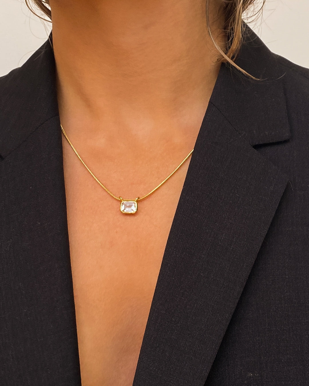 Brigitte Bezel Charm Necklace - Gold — alternate view