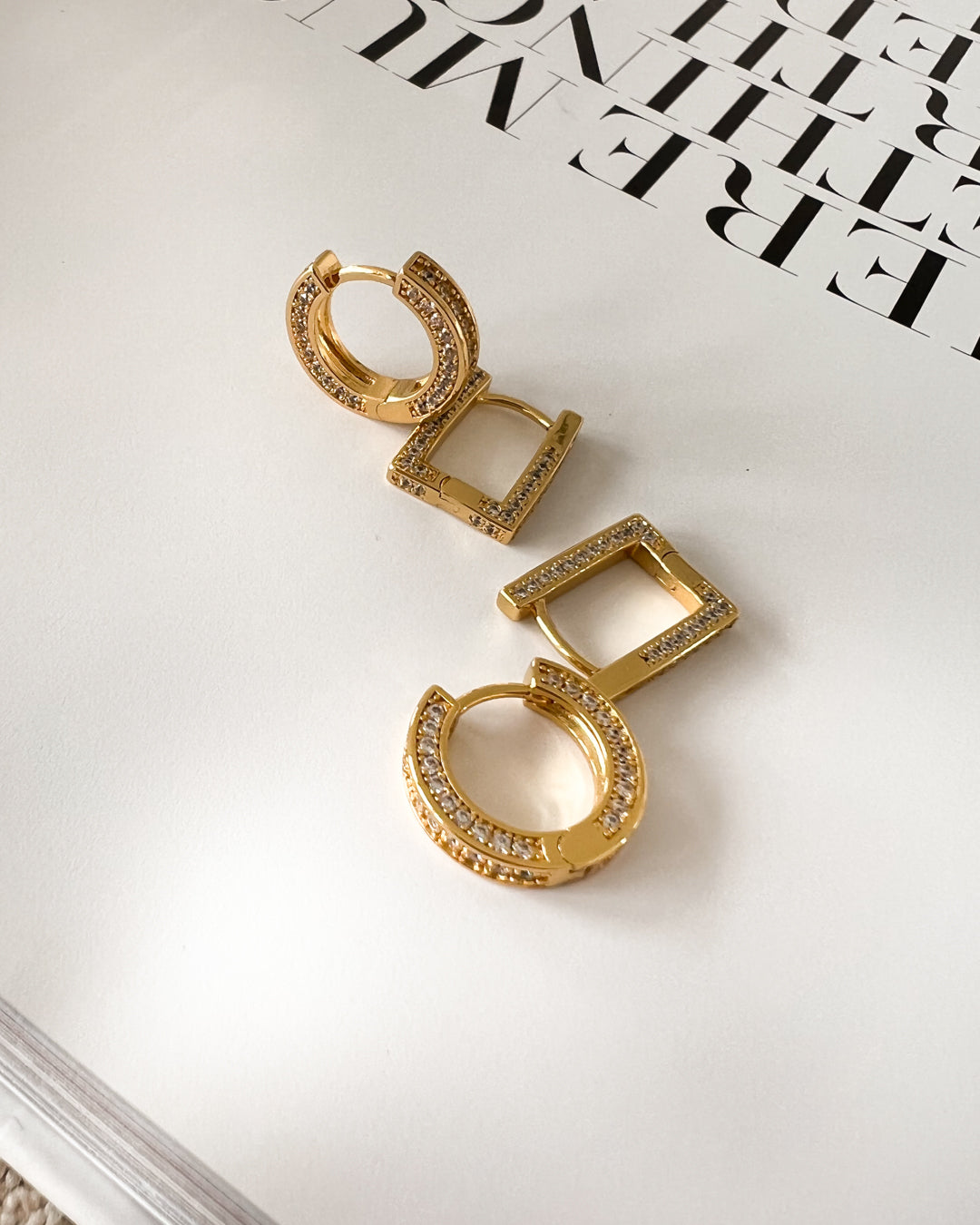 Pavé Mini Coco Hinge Hoops - Silver — detail view