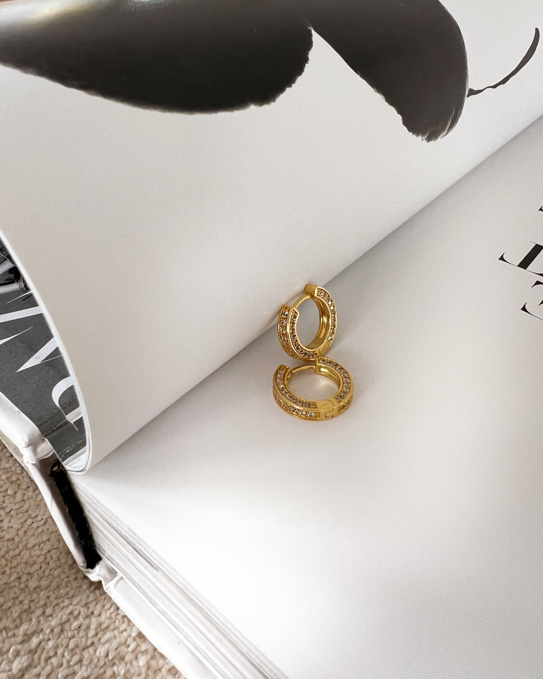 Pavé Mini Coco Hinge Hoops - Silver — alternate angle