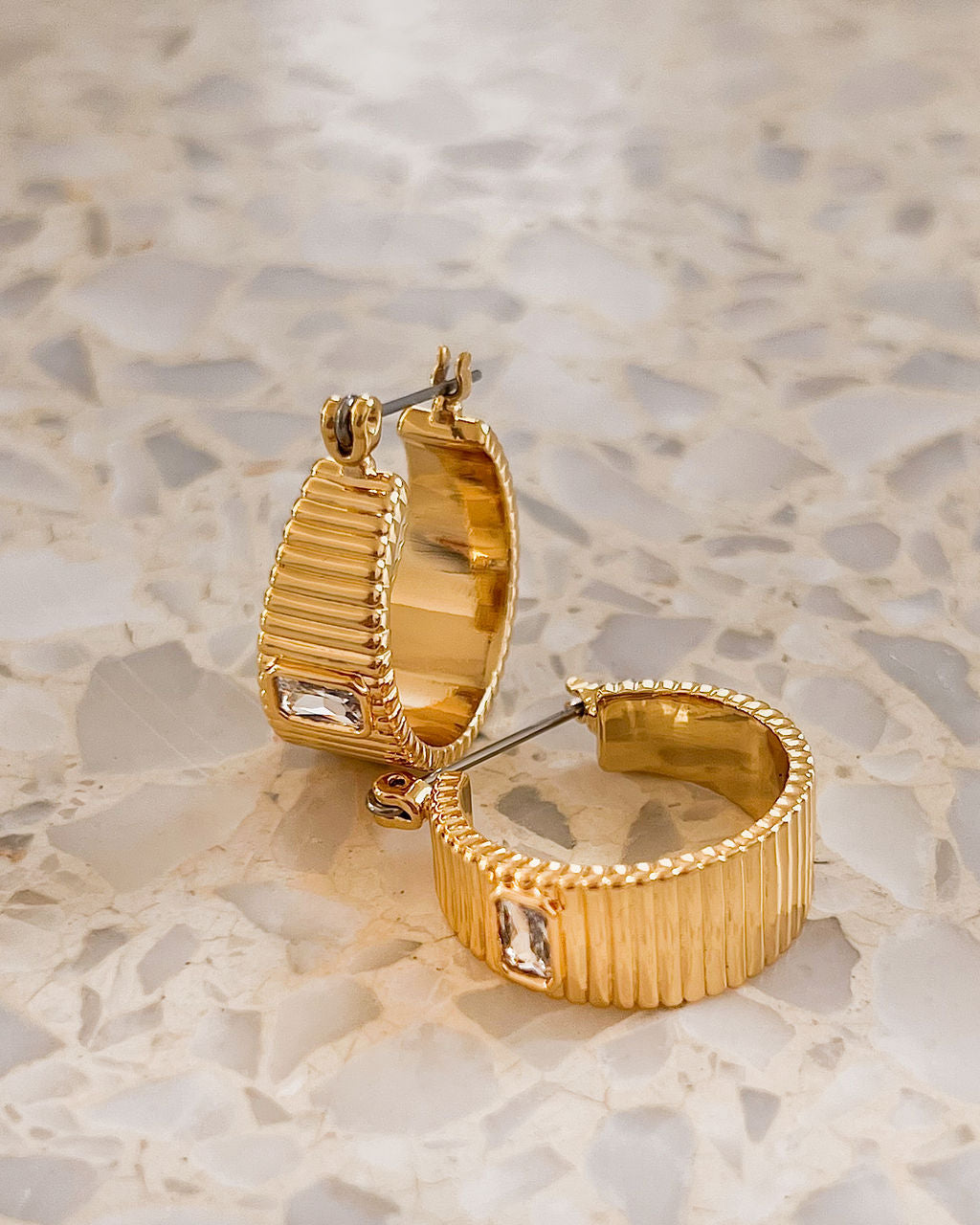 Francois Ridged Hoops - Silver — alternate view