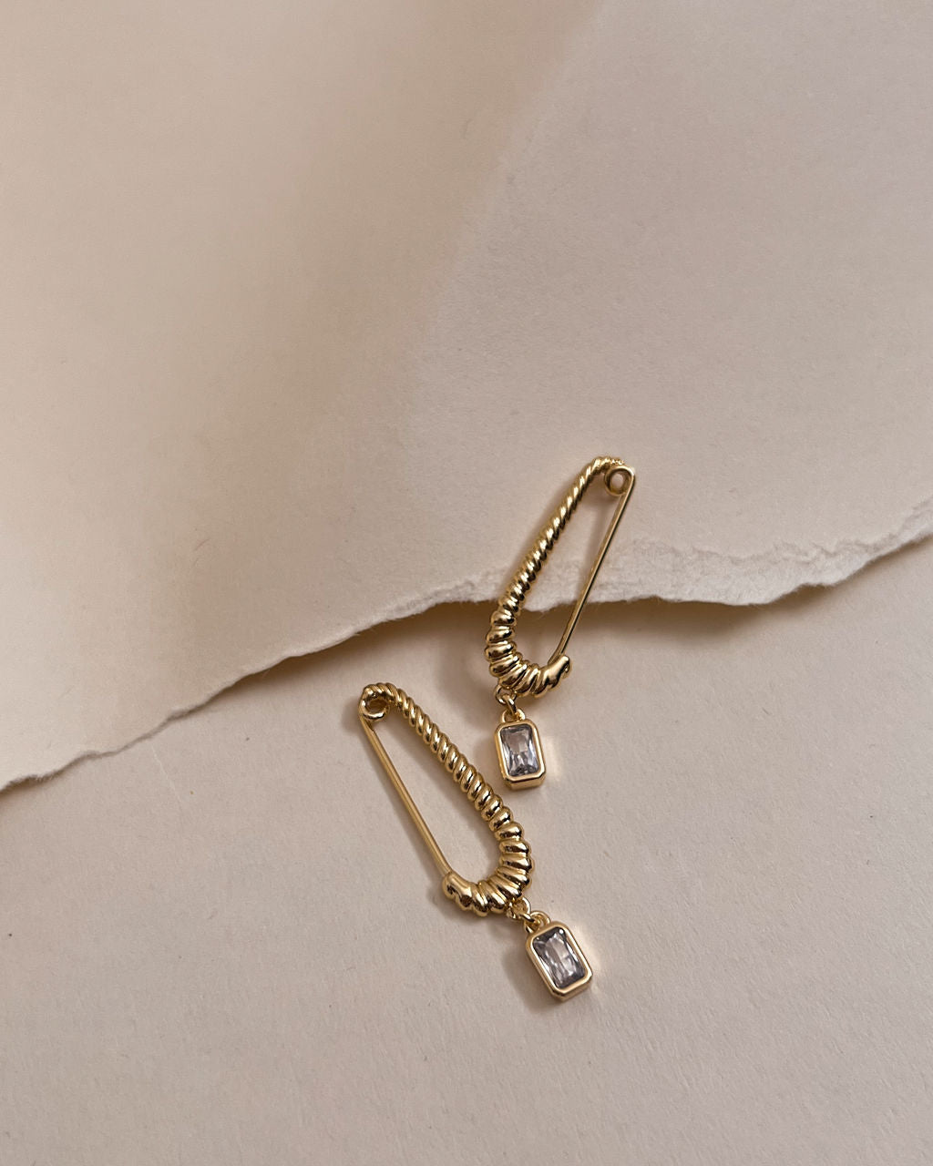 Francois Safety Pin Earrings - Gold — alternate angle
