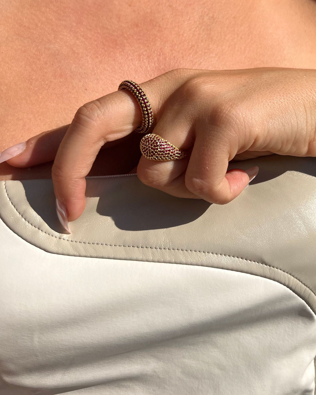 Pavé Signet Ring - Ruby Red - Silver — alternate view