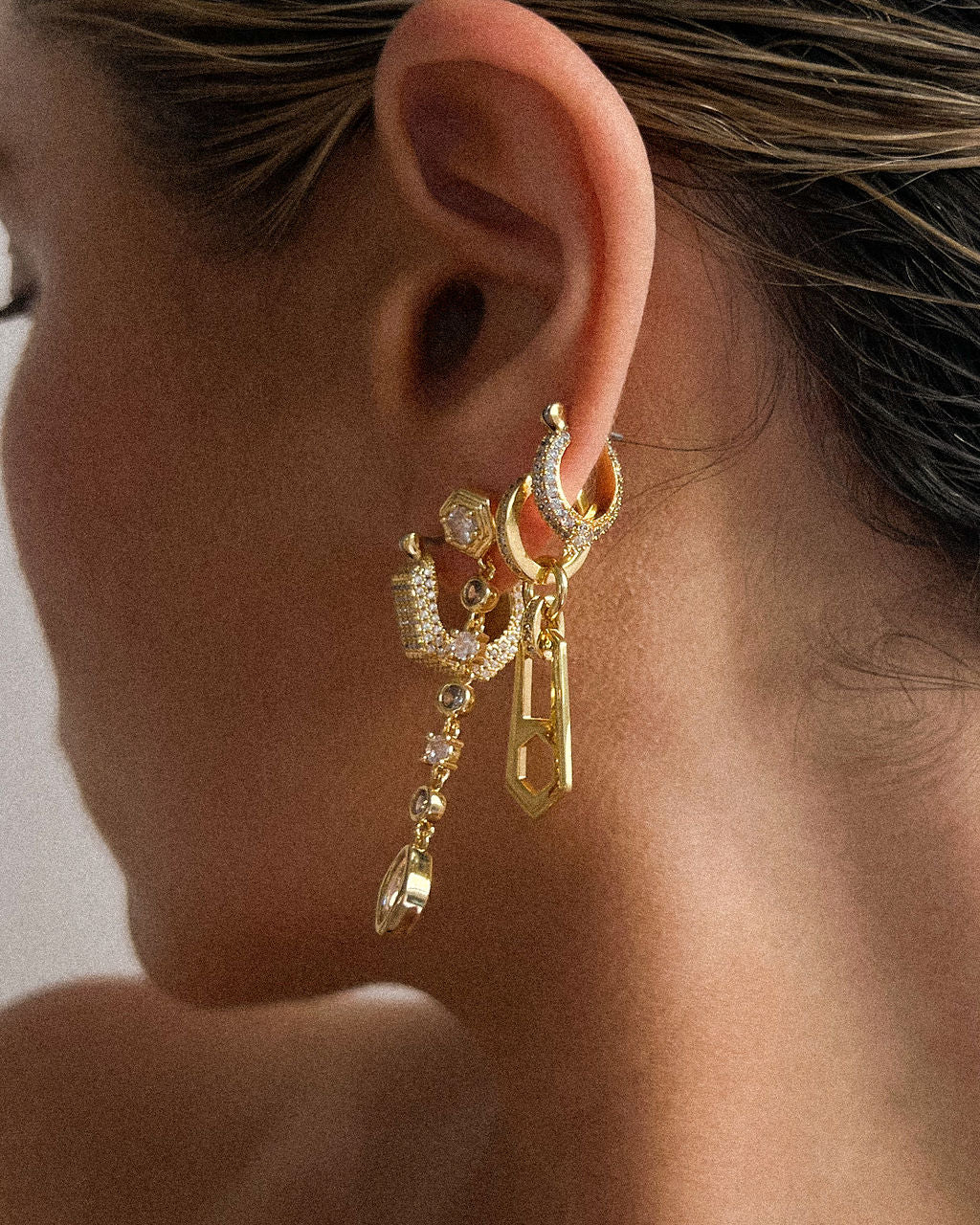 Mini Zipper Huggies - Gold - Earrings — alternate view