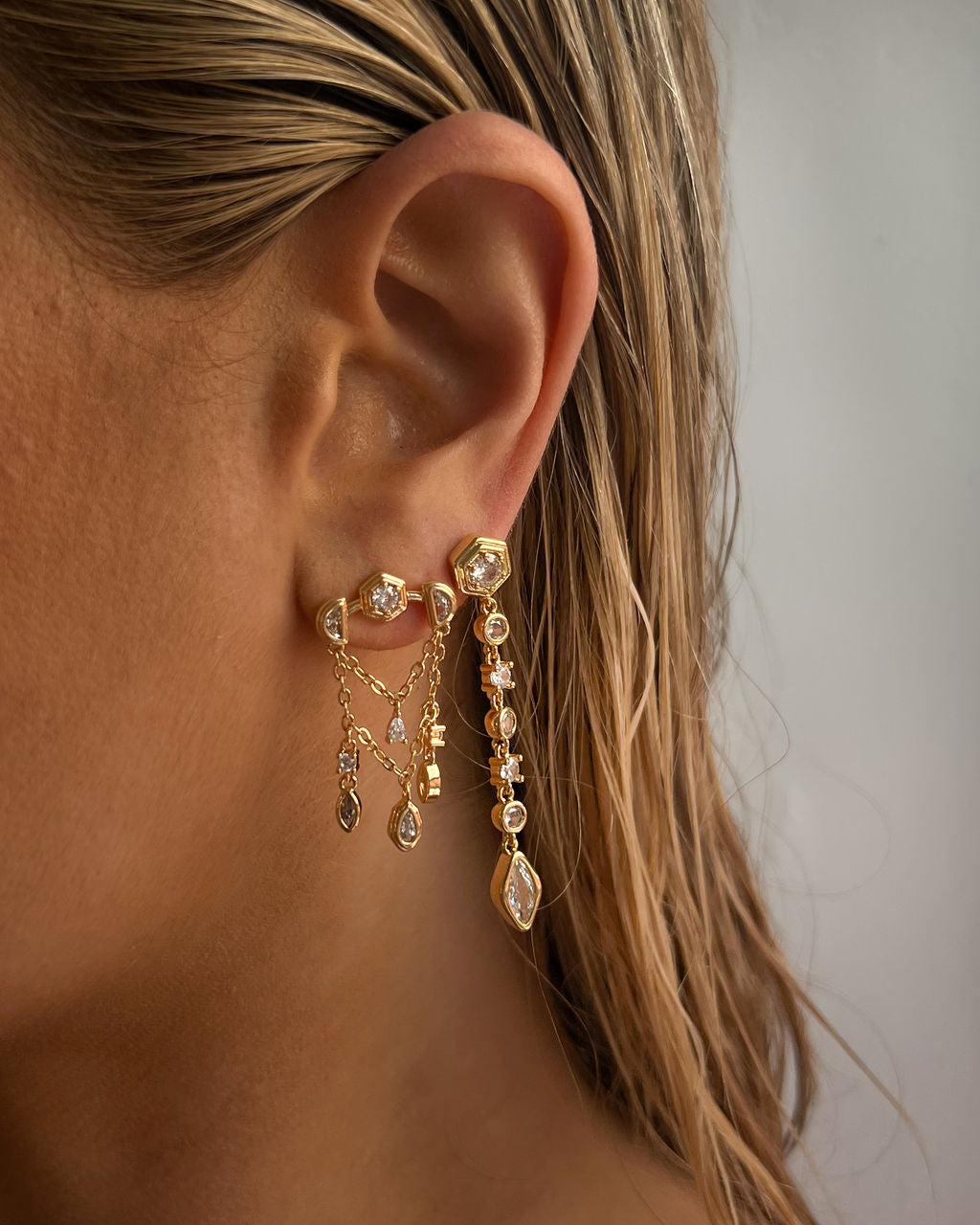Stellar Bezel Shaker Studs - Silver - Earrings — detail view