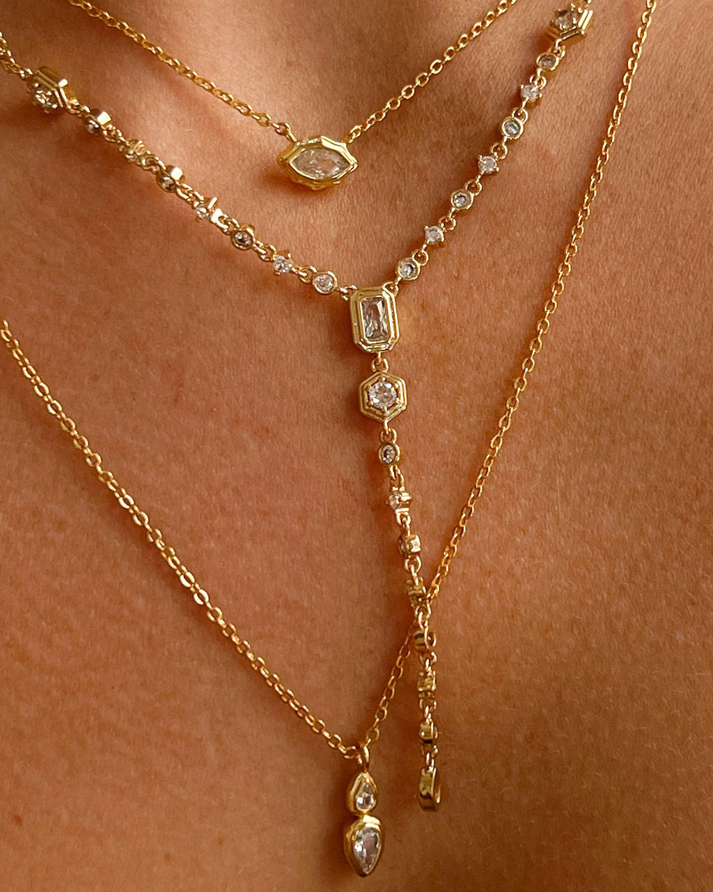 Stellar Bezel Charm Necklace Set - Silver — alternate angle
