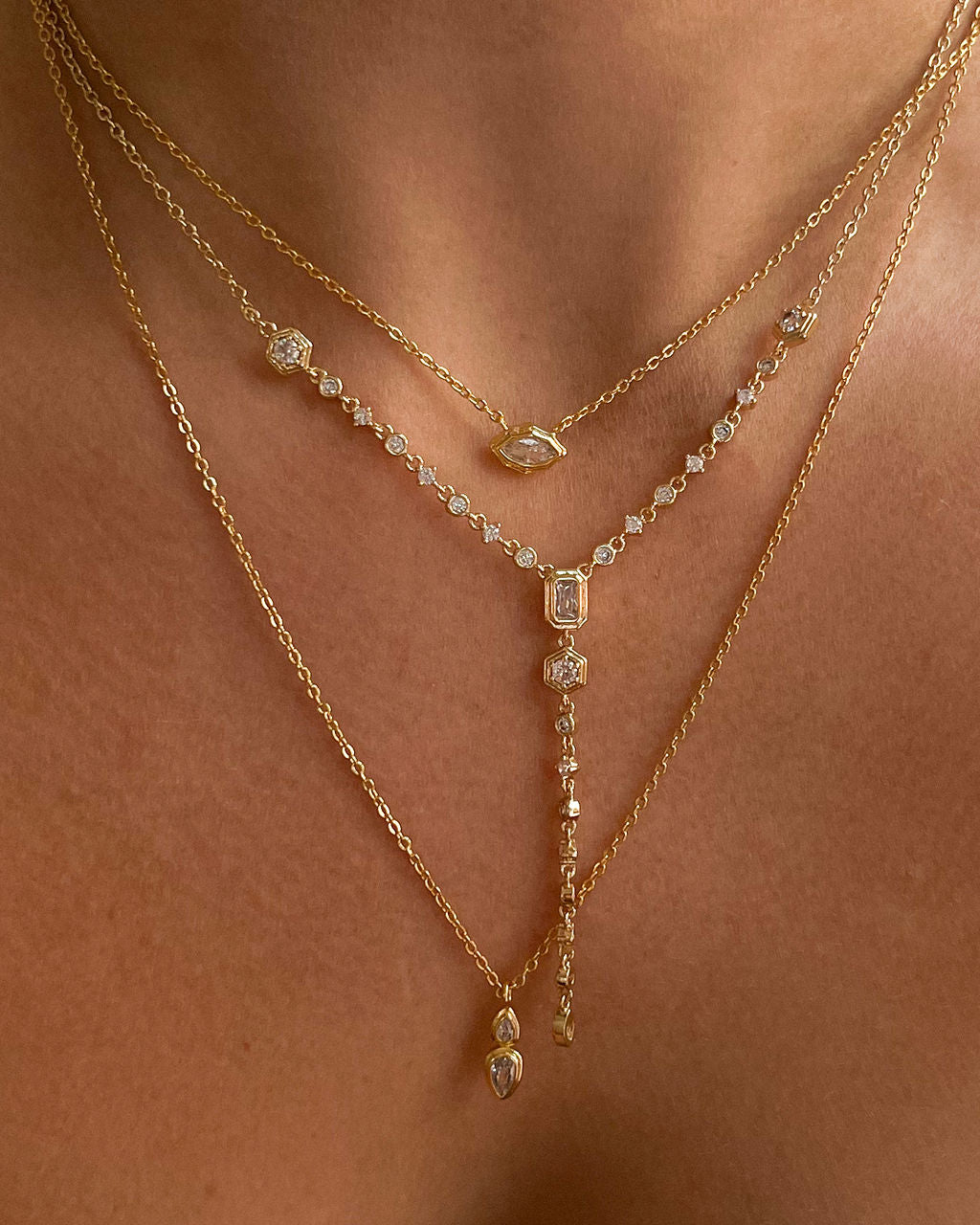 Stellar Bezel Charm Necklace Set - Silver — alternate view