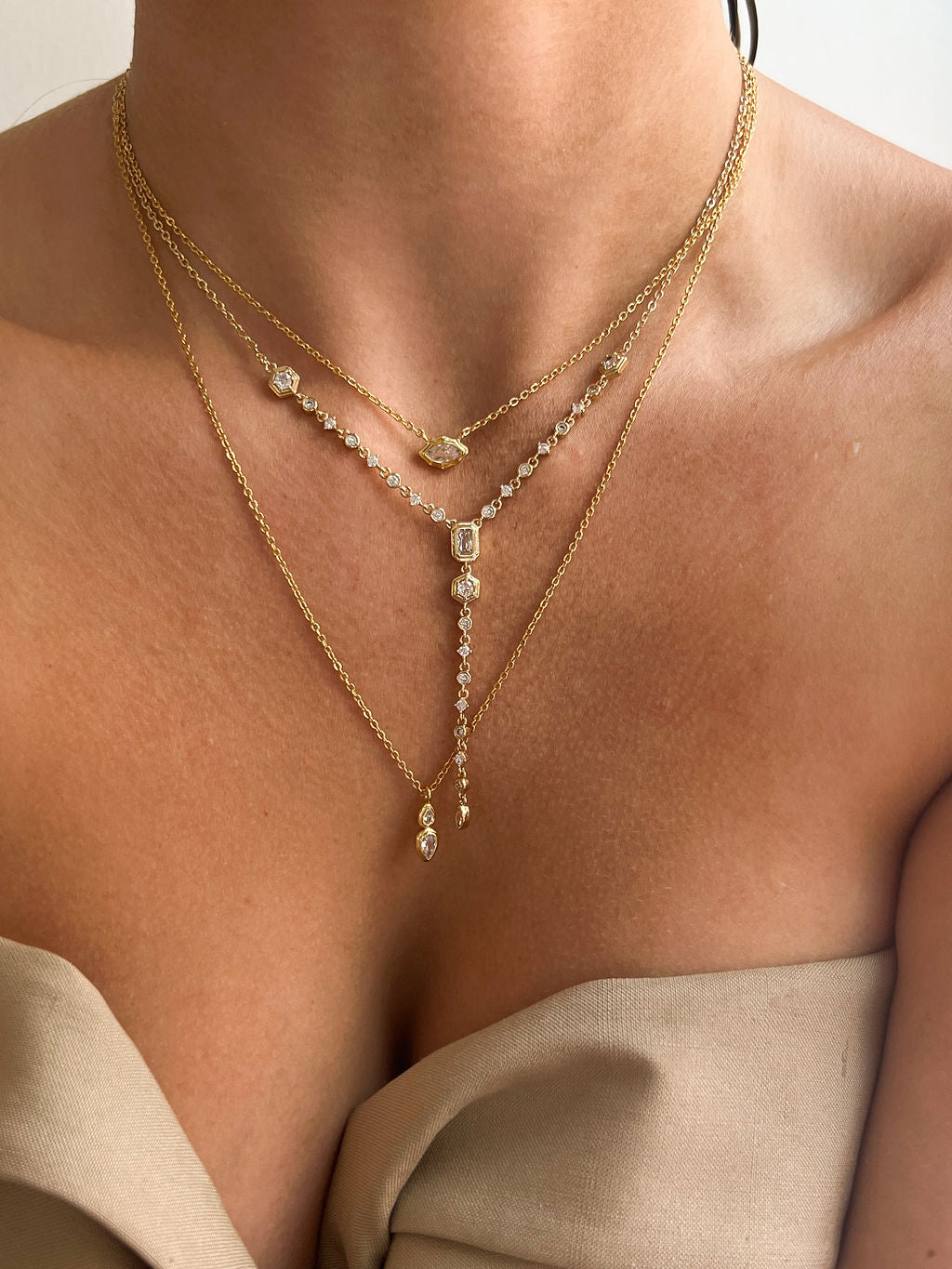 Stellar Bezel Charm Necklace Set - Silver — alternate view 2