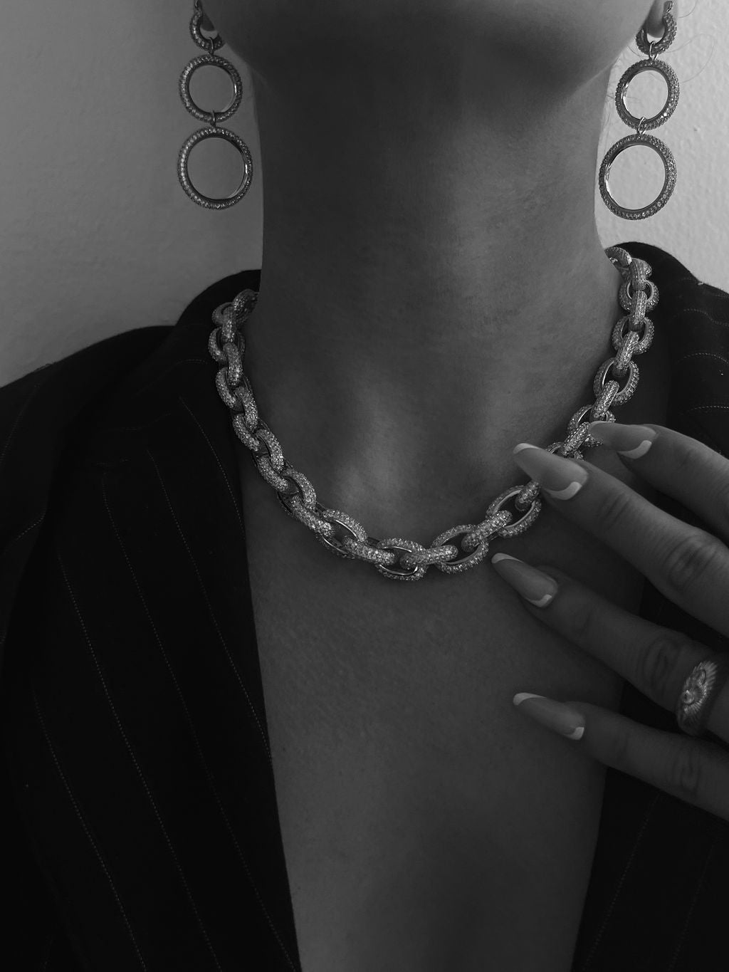 Triple Pavé Hoops - Silver — another angle