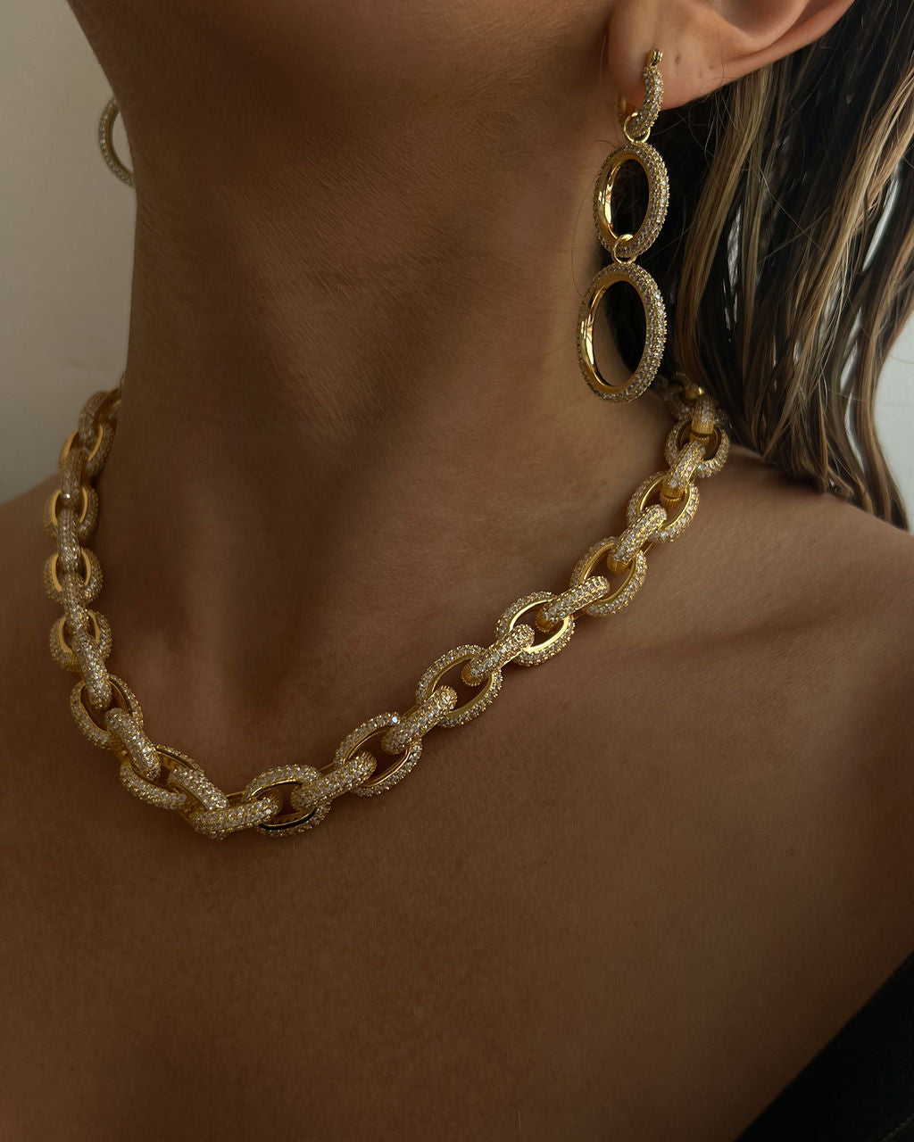 Triple Pavé Hoops - Gold — detail view 2