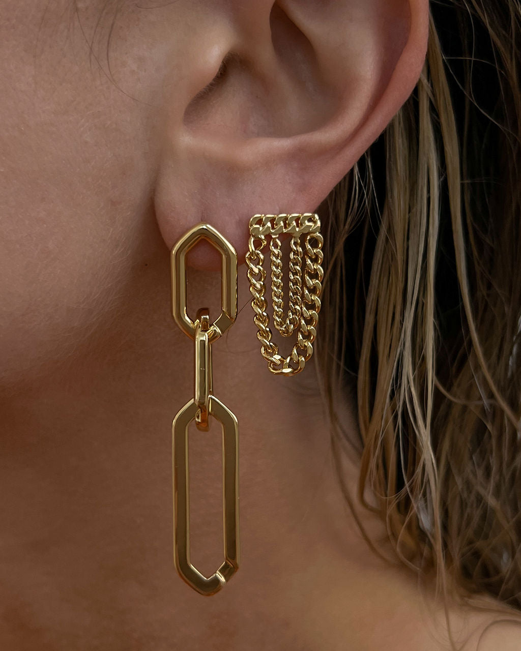 Louis Chain Studs - Gold — alternate view