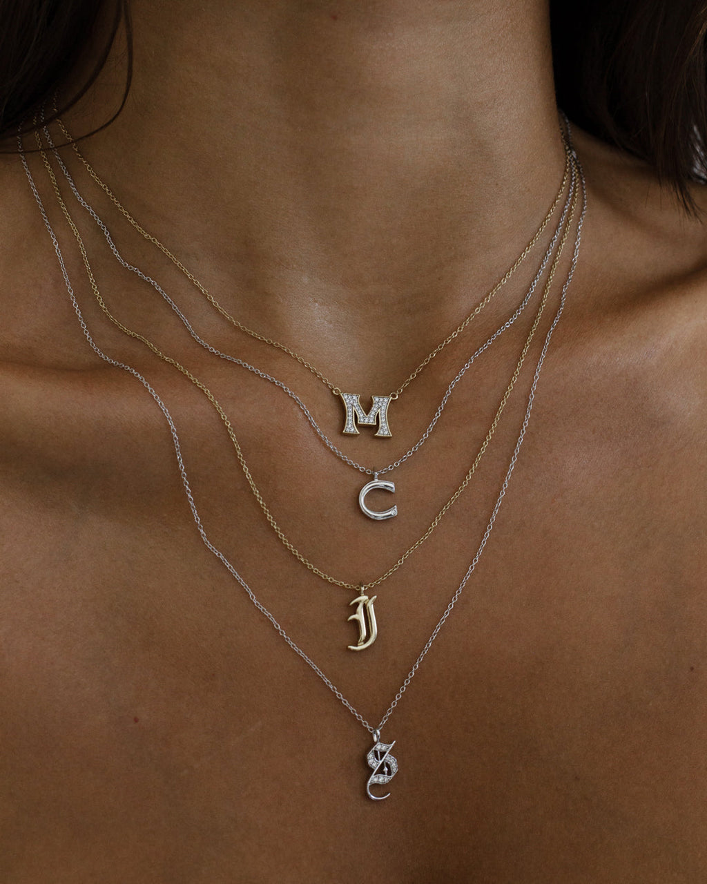 Pavé Initial Necklace— Vintage — alternate view 2