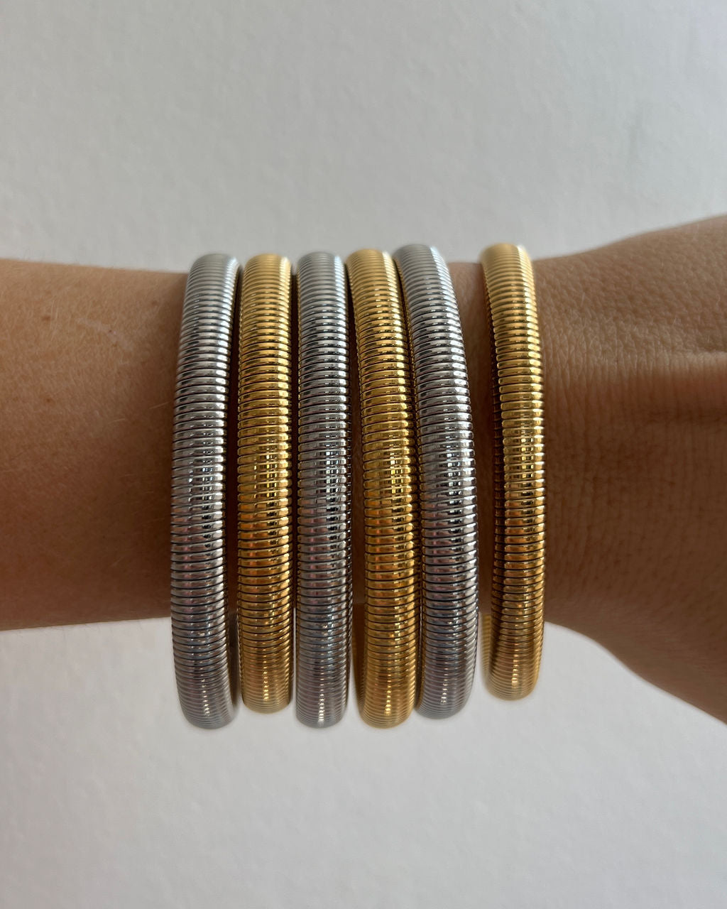 Mini Flex Snake Chain Bracelet- Set of 3 (7mm wide) - Silver — alternate view 2