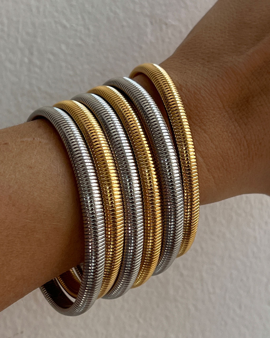 Mini Flex Snake Chain Bracelet- Set of 3 (7mm wide) - Gold (Ships Mid October) — alternate angle