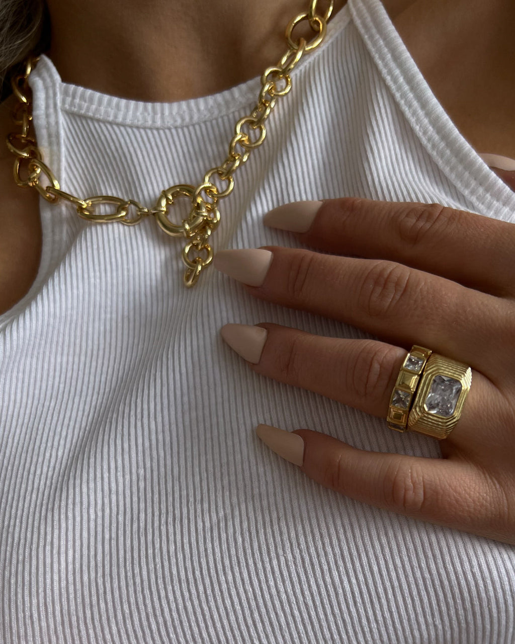Punk Stud Pyramid Ring - Gold — detail view