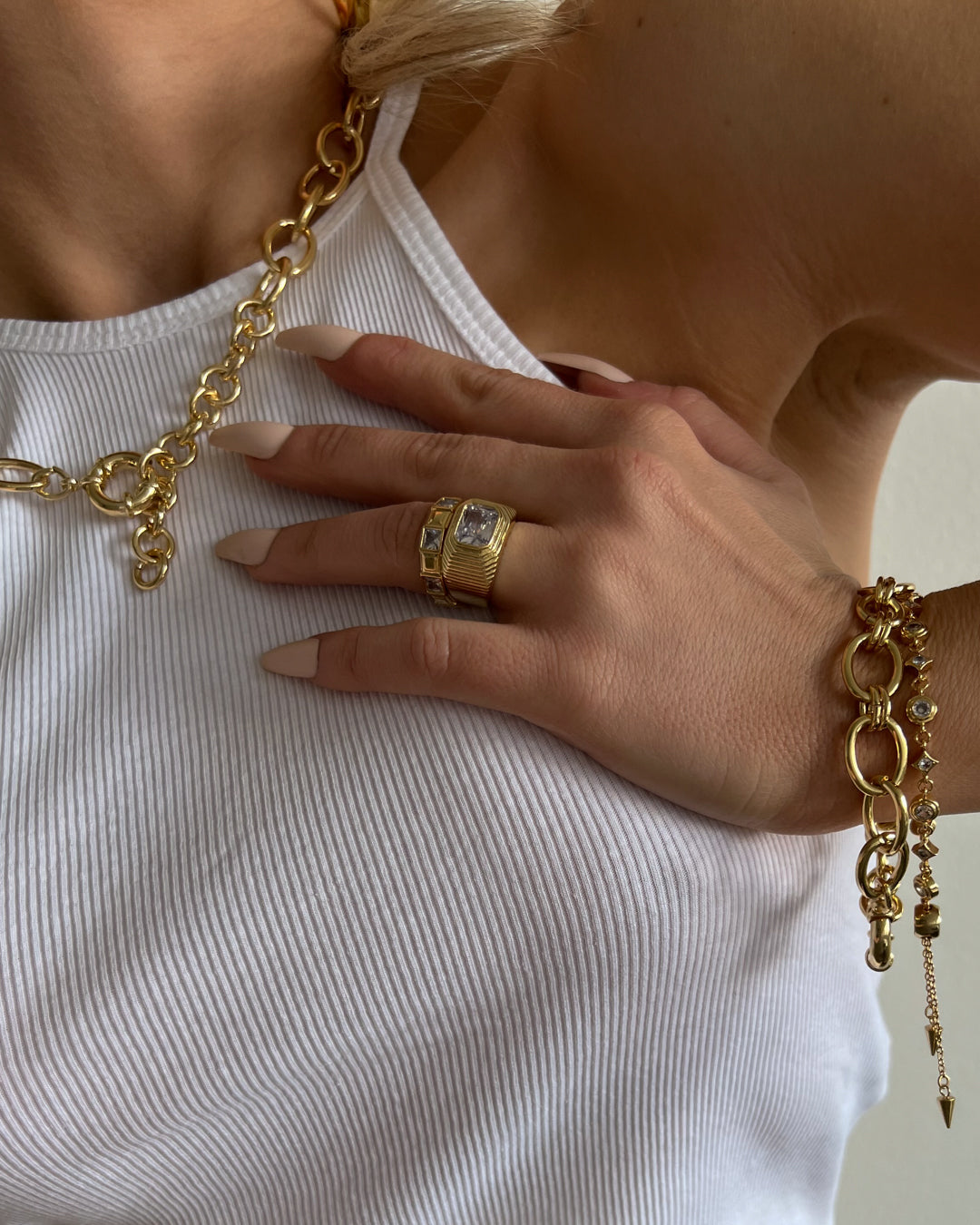 Punk Stud Pyramid Ring - Gold — alternate angle