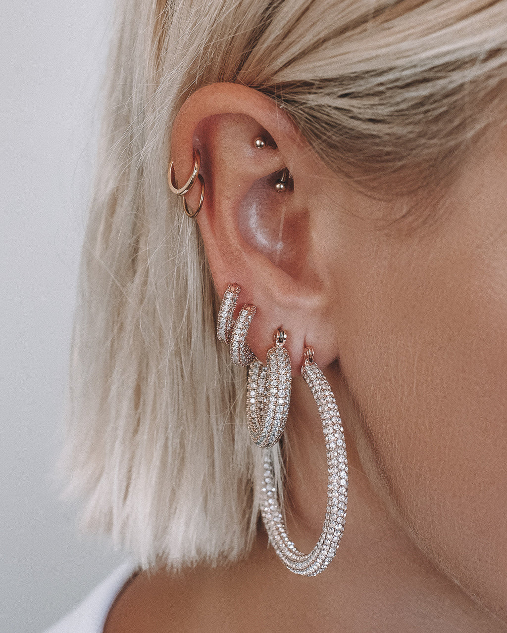 Pave Amalfi Hoops- Rose Gold — another angle