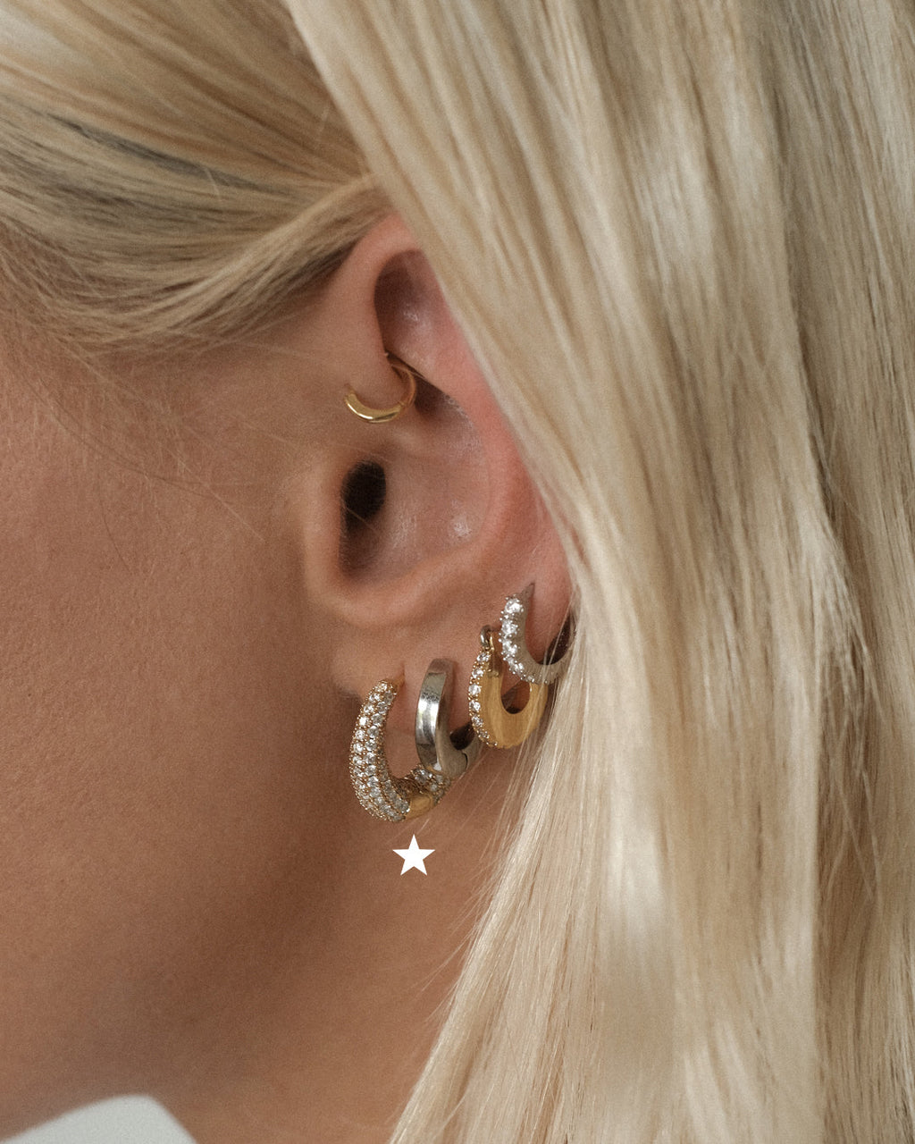 Pavé Marbella Hoops - Gold — another angle